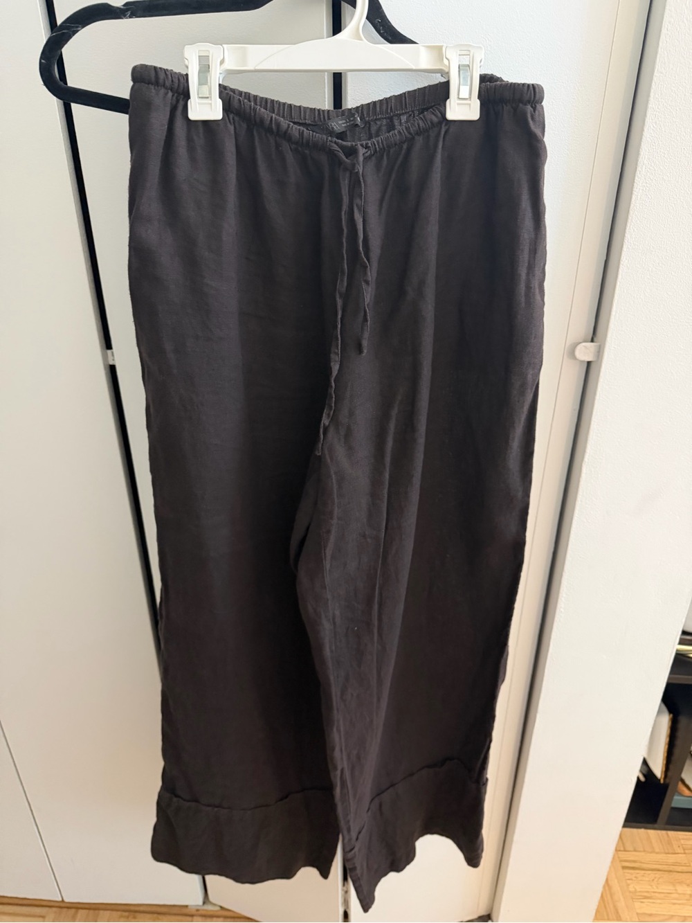 Zara Linen Wide Leg Drawstring Pants